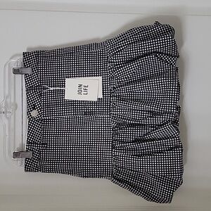 Bershka Size 4 Black and White Plaid Bubble / Balloon Mini Skirt NEW w/Tags!